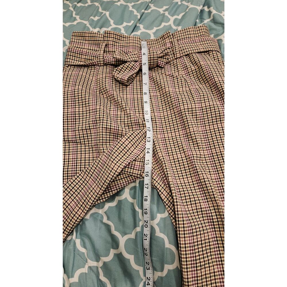 Worthington Size 10 Plaid Paperbag Waist Pants Tie Belt Work Career NWT - Picture 9 of 11